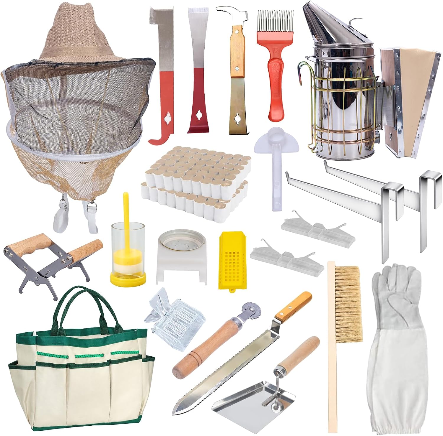 Beekeeping Supplies Bee Keeper Starting Kit 24 Pcs Beekeeping Tool Kit Bee Smoker Kit Including Beehive