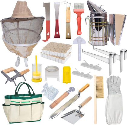 Beekeeping Supplies Bee Keeper Starting Kit 24 Pcs Beekeeping Tool Kit Bee Smoker Kit Including Beehive