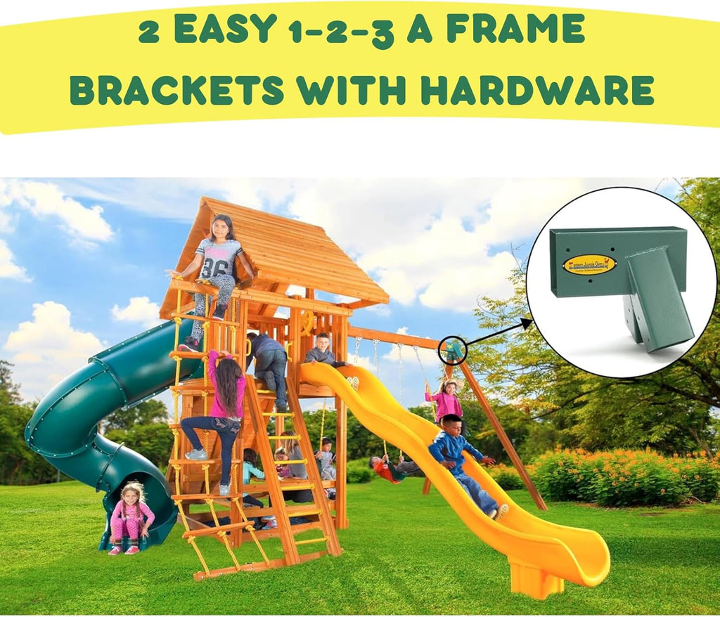 DIY Swing Set Hardware Kit with Easy 1-2-3 A-Frame Brackets, Swing Seats, Ring Trapeze Bar and All Assembly Hardware