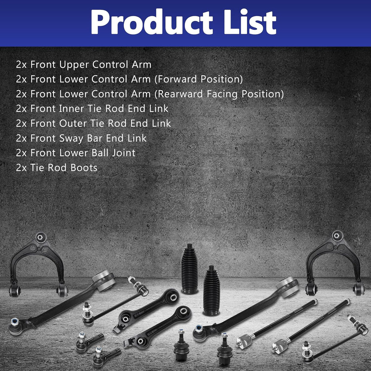 16pcs Front Control Arm Suspension for 2011-2019 Dodge Charger