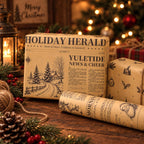 Vintage Christmas Wrapping Paper Rolls,Newspaper Brown Gift Wrap