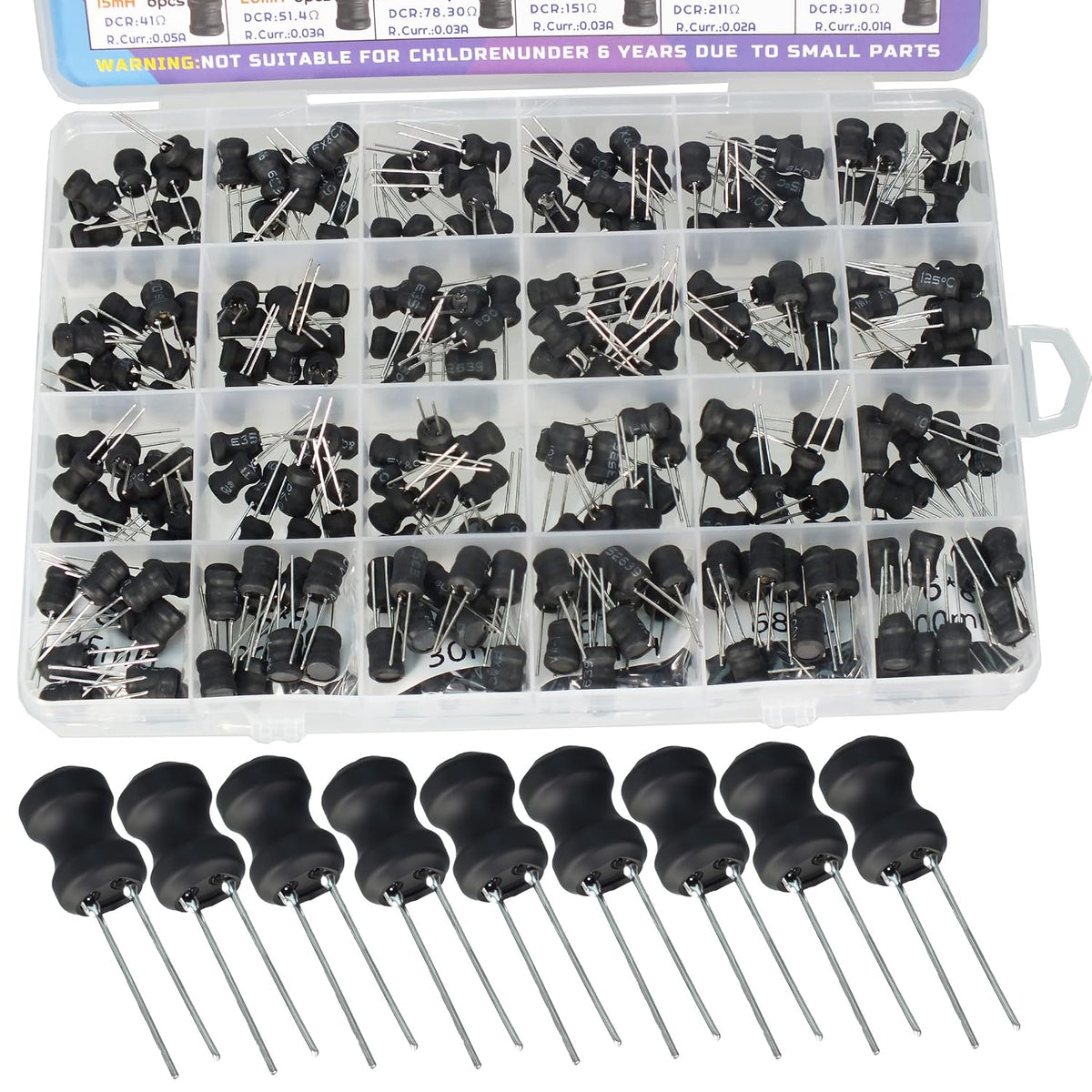 30 Values 272 PCS Inductor Assortment Kit 1uH to 100mH DIP Radial