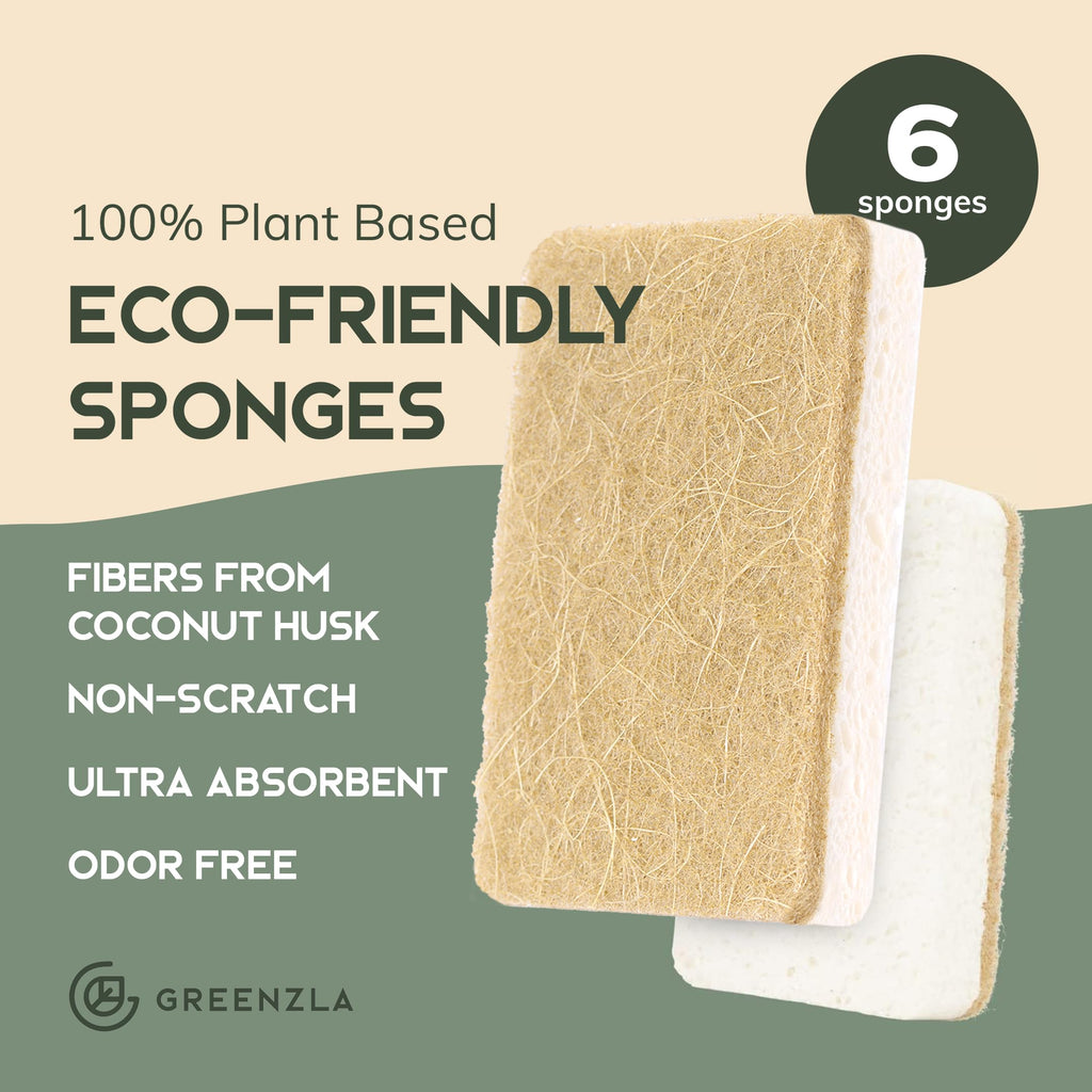 6 Pack Kitchen Sponges | Non-Scratch Hemp & Sisal