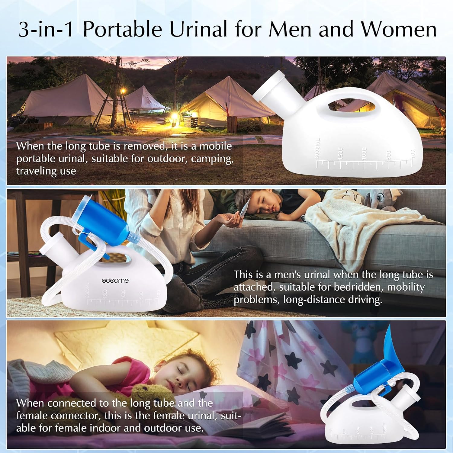 Unisex Potty Urinal for Car, 68 OZ Travel Urinals Kit Male and Female Urination Device Toilet Urinal for Men and