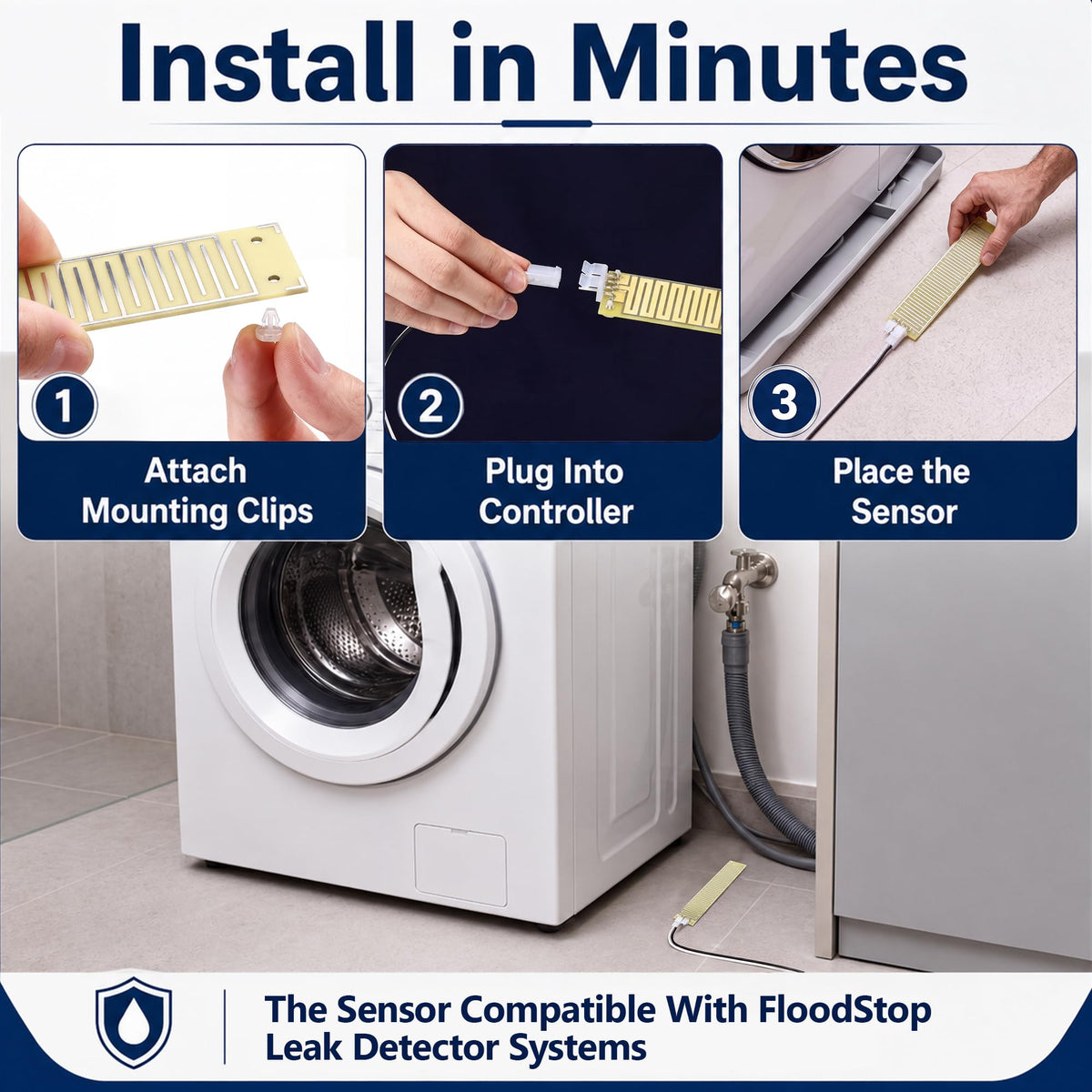 1 Pack Water Leak Sensor Compatible with FloodStop Leak Detector