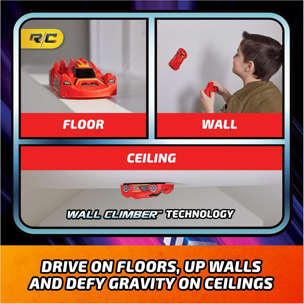 Zero Gravity Sprint RC Car Wall Climber, Red USB Micro B Rechargeable Indoor Wall Racer, Over 5-Inches Long, Toys for