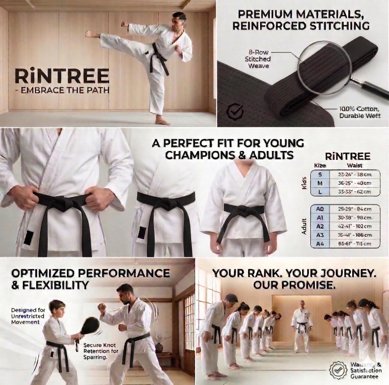 1.5inch x 8.5ft Karate Belt for Coach Teaching Practice - Martial Arts Belt Display, Taekwondo Belt Display