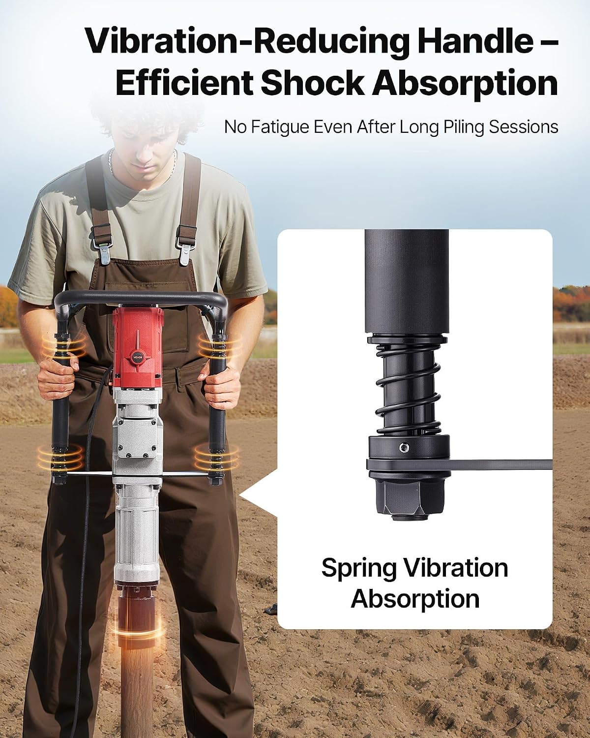Electric T Post Driver, 2200W Handheld Powerful Post Pounder, with 2.17 in/55mm, 2.76 in/70mm Sleeves