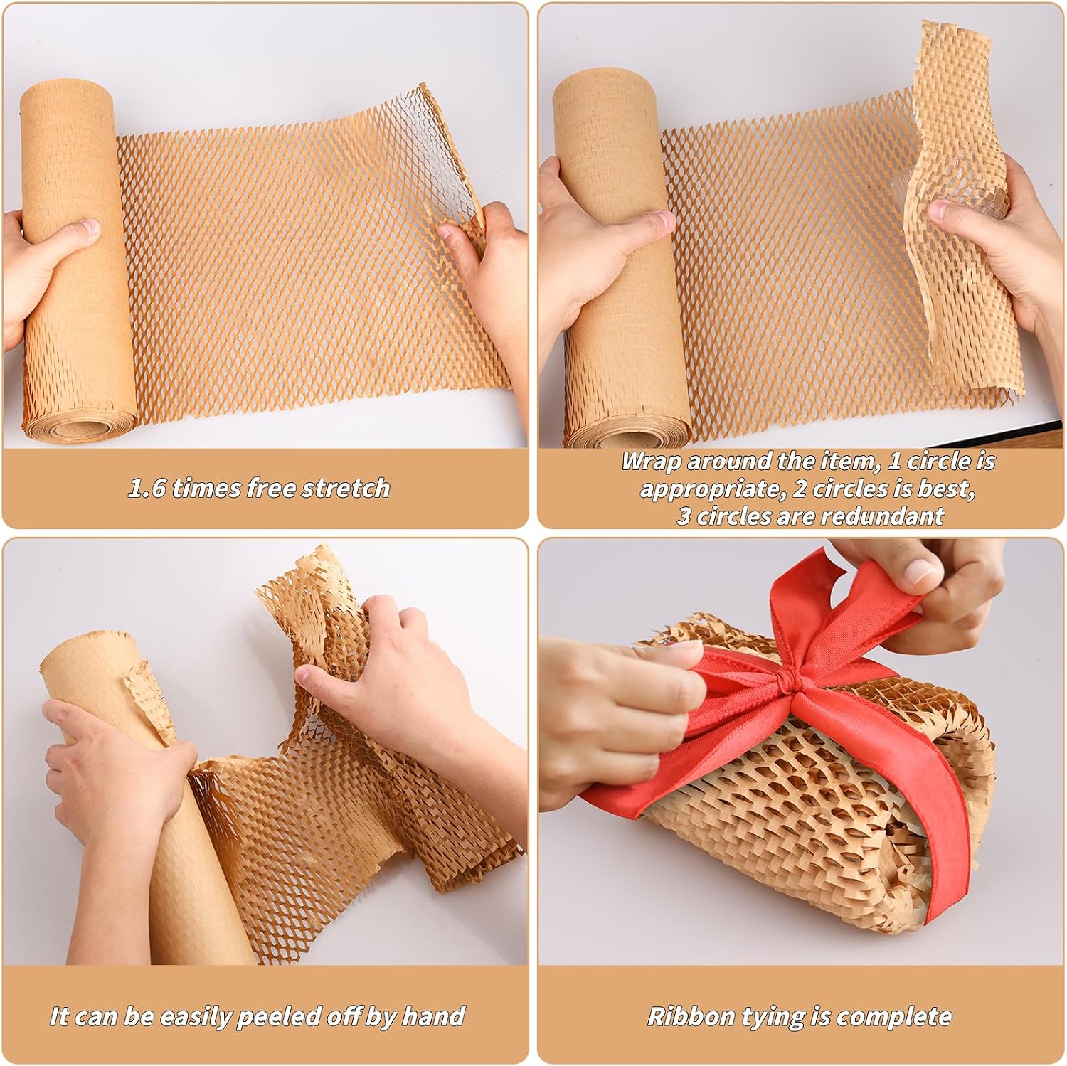 Honeycomb Packing Paper 12" x 600', Bubble Cushioning Wrap for Packing/Shipping/Moving, Eco-Friendly Bubble Packing