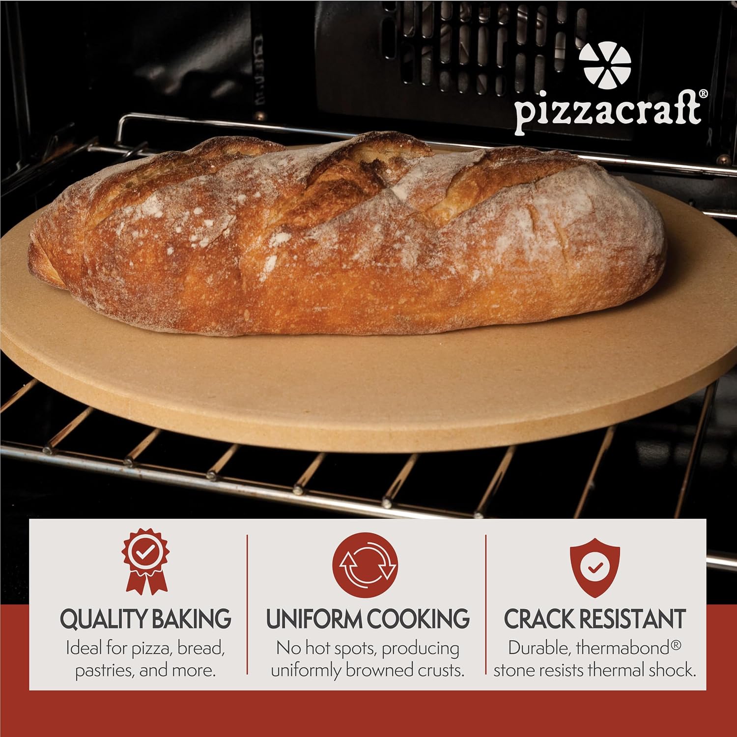 16.5" Round ThermaBond Baking/Pizza Stone - for Oven or Grill - PC9898
