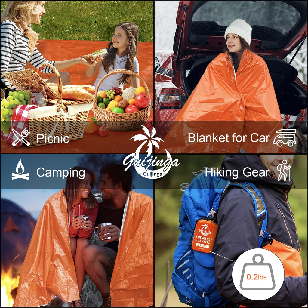 Emergency Blankets for Survival 3 Pack, Extra Thick Large Space Blankets