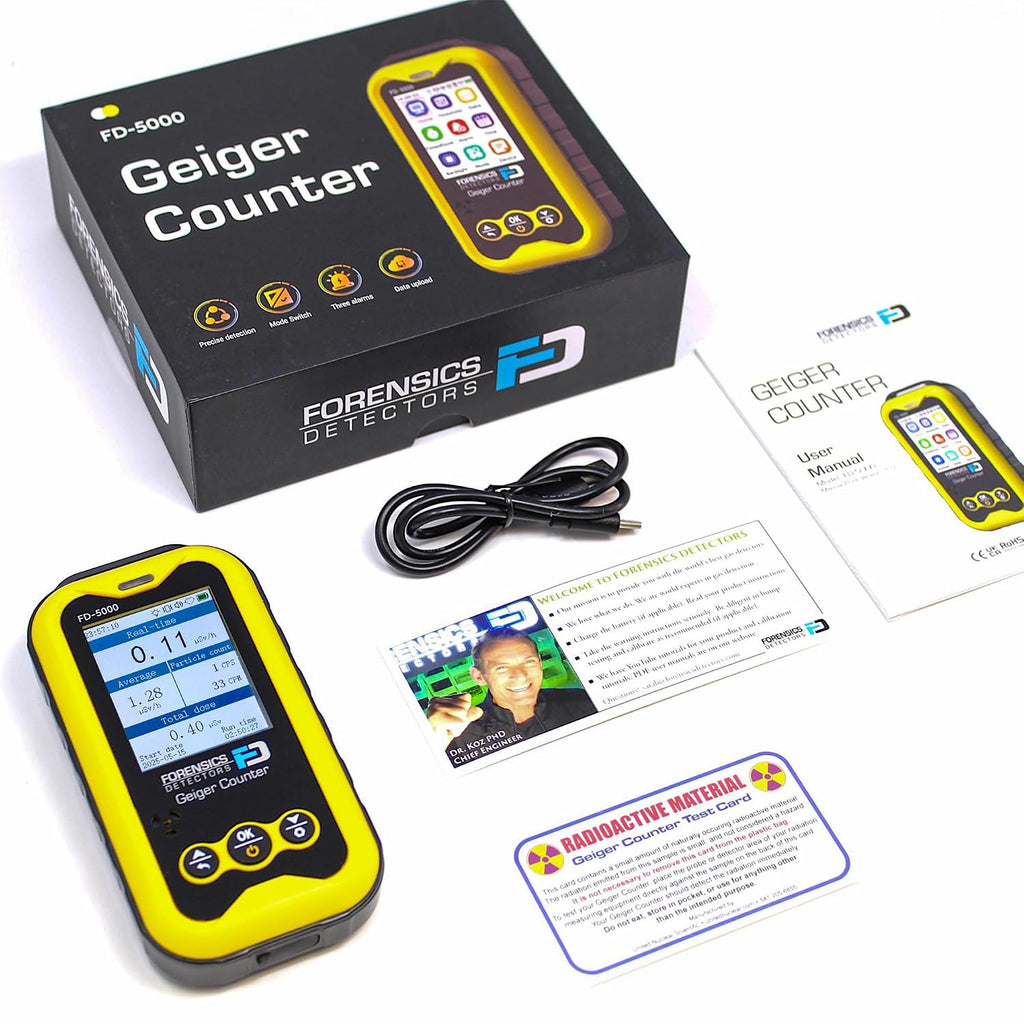 Geiger Counter + Radiation Test Card | Upgraded 20-Year Sensor Life | Radiation Detector | Beta, Gamma, & X-Rays |