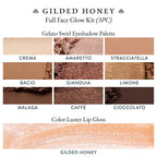 LAURA GELLER Gilded Honey Glow Three-Piece Makeup Kit, Gelato Swirl Eyeshadow Palette, Color Luster Lip Gloss &