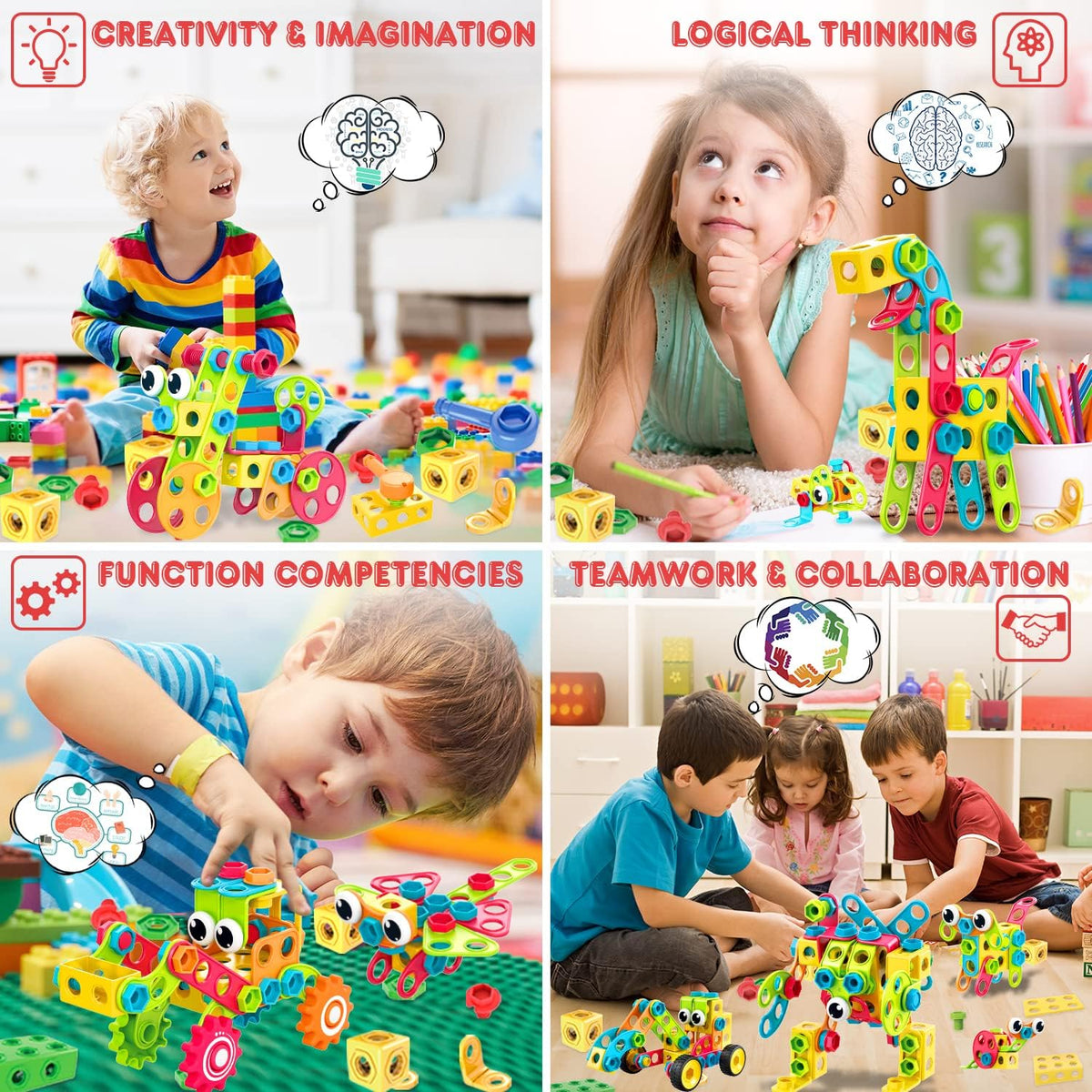 195 PCS STEM Toys, Building Sets for Kids 3+
