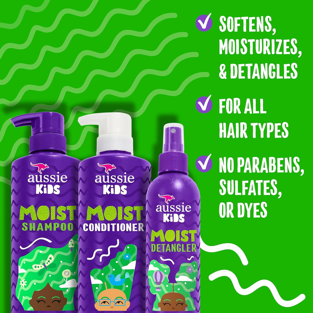 Kids Hair Care Bundle Set Including: Shampoo (16 Fl Oz), Conditioner (16 Fl Oz) & Detangler Spray (8 Fl Oz), Paraben
