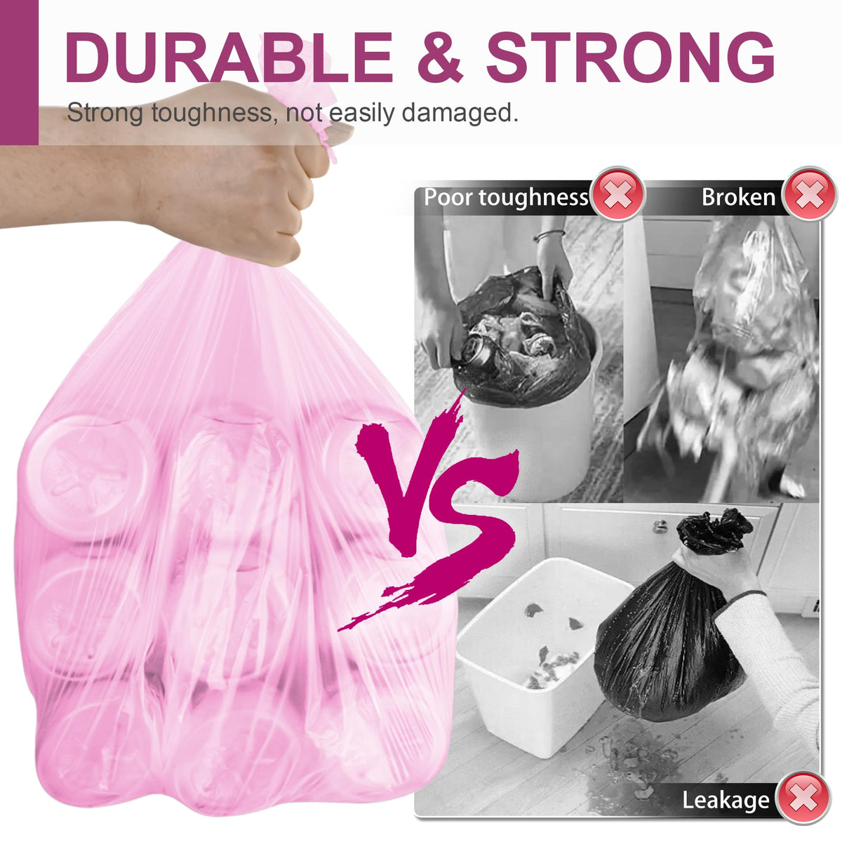 Small Trash Bags Bathroom, 4 Gallon Garbage Bags, 80 Count