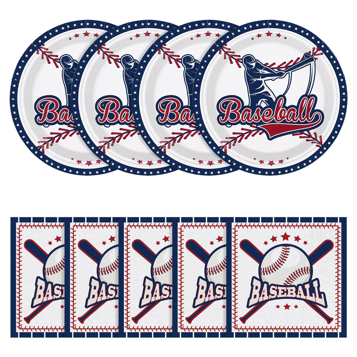50 Pcs Baseball Plates and Napkins, Disposable Baseball Party Supplies