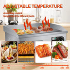 22" Electric Countertop Flat Top Griddle Grill 1600W 110V