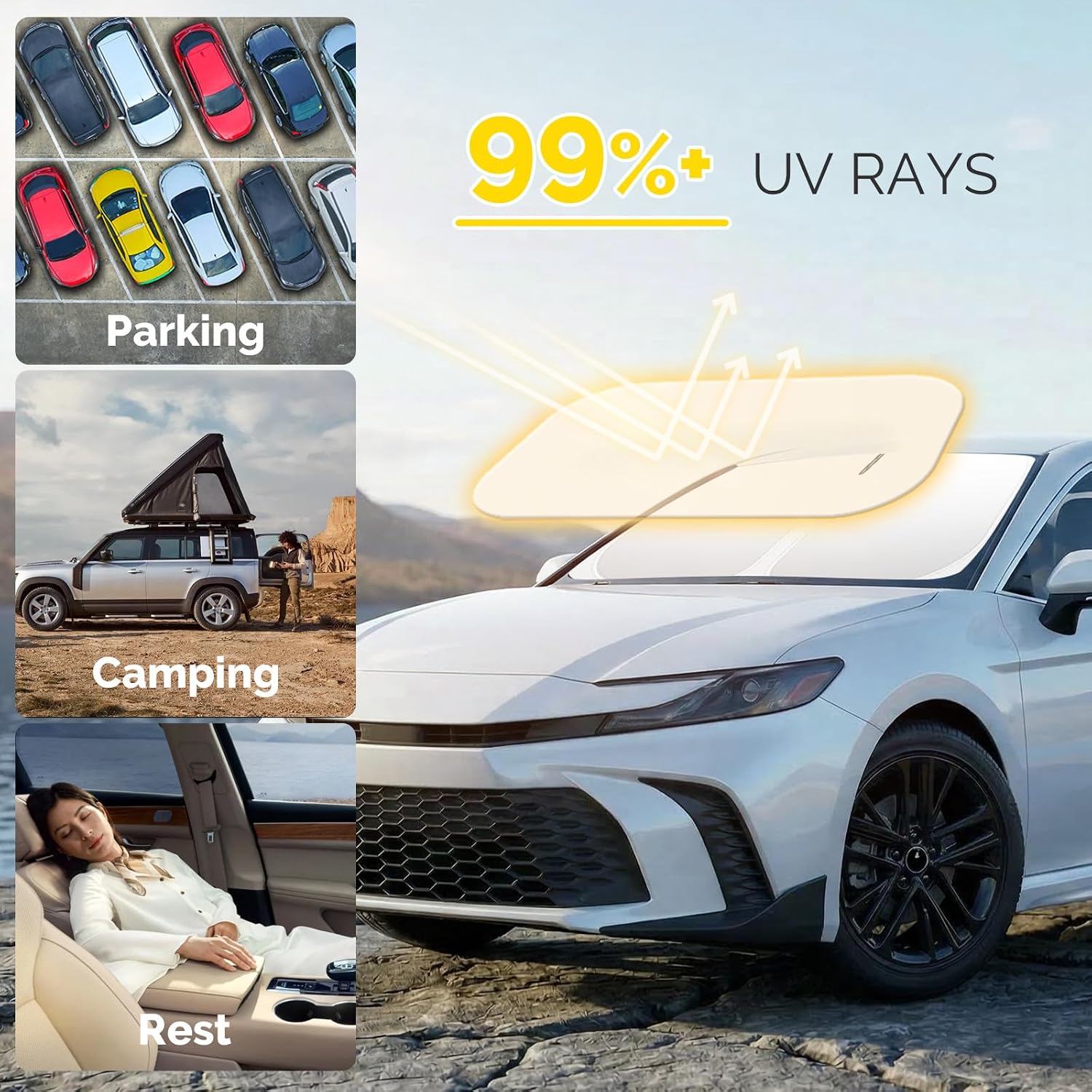 Car Sun Shade for 2018-2024 2025 2026 Toyota Camry Windshield Sun Shade, Sun Visor Windshield Screen Cover for Camry