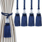 4 Pack Curtain Tiebacks with Tassel, Navy