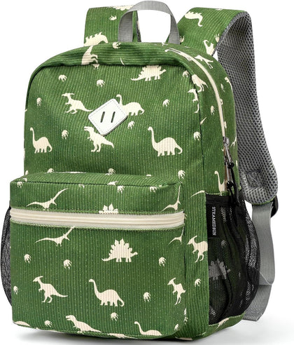 Corduroy Kids Backpack for Boys Girls 3-8, Boys Backpack for Elementary Kindergarten - Dinosaur