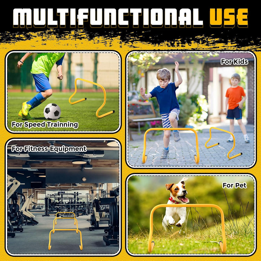12 Pcs 12 Inch Agility Hurdles Training Equipment Agility Hurdles and Marker Cone Set Disc Cones Speed and Training