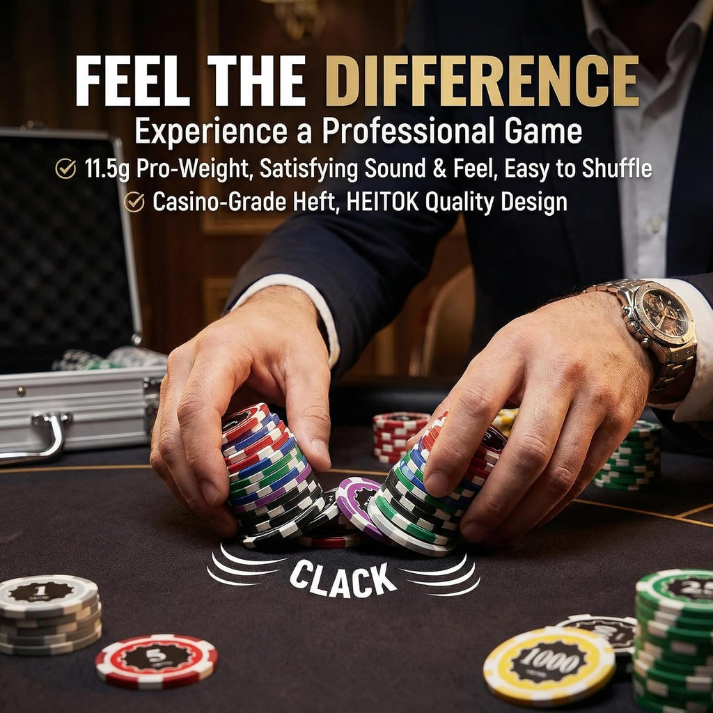 300-Piece Compact Poker Chip Set for Texas Hold'em Card Game | 11.5g weighted feel for Texas Holdem and Blackjack