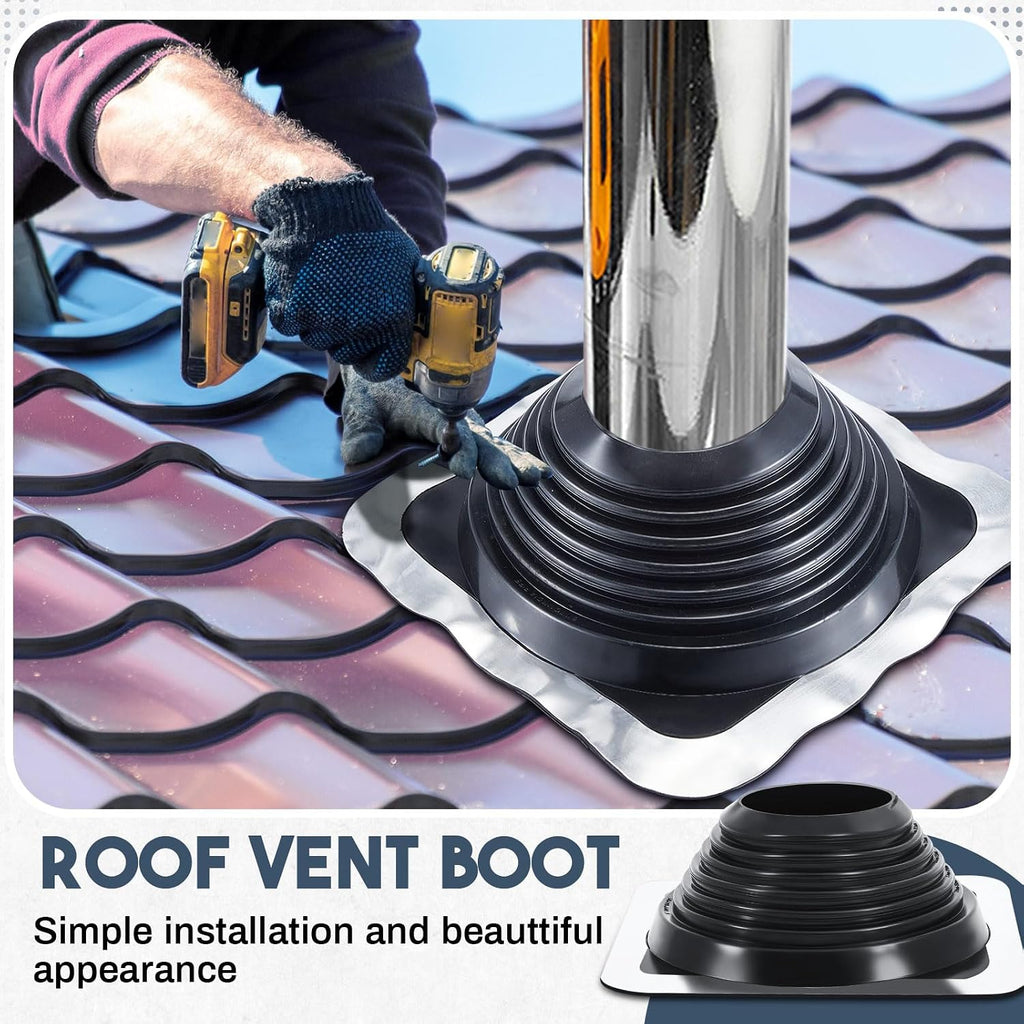 #8 Metal Roof Vent Boot Flashing Chimney Roof Boot for Pipe OD 7" to 13" Square Base Epdm Jack Stove Roofing Vent