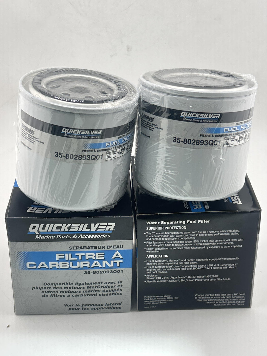 2 PK 802893Q01 Water Separating Fuel Filter Mercury MerCruiser
