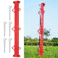 4ft Woven Wire Fence Stretcher Bar with 5 Wedges, Heavy-Duty Carbon Steel Fence Stretcher Tool Wire Puller, Red