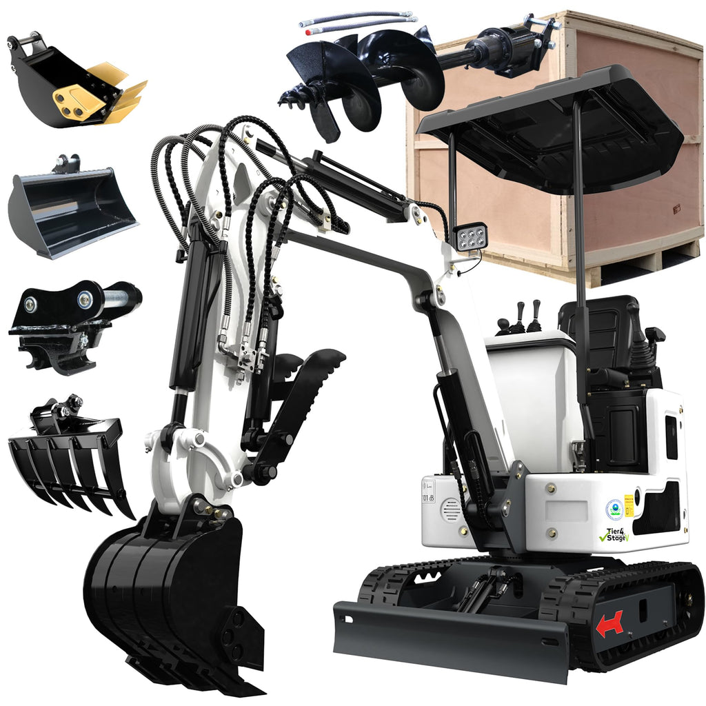 2650lb Mini Excavator with 13.5HP Gas Engine (White1)