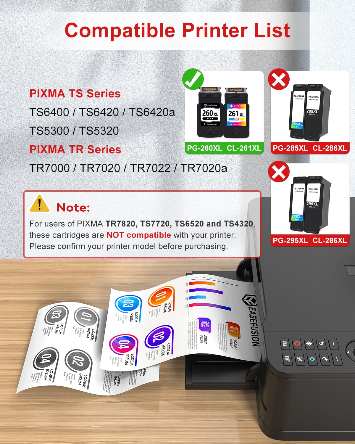 260XL 261XL Replacement for Canon 260 and 261 Ink Cartridges
