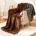 Electric Heated Blanket Throw 50''x60'' – Soft Dual-Sided Flannel, 12 Heat Settings, Smart Timer, ETL & FCC