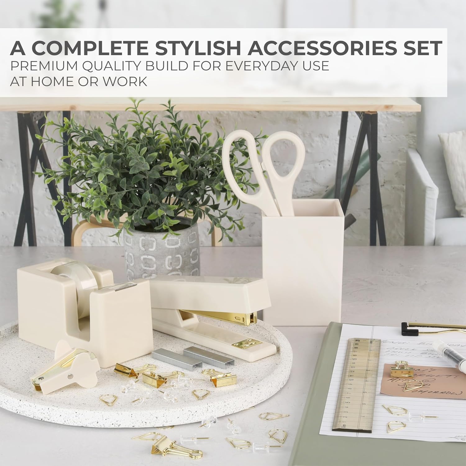 Aesthetic Desk Accessories Set - A Complete Desktop Organizer Set For Women Enhances Any Office Decor - An Office