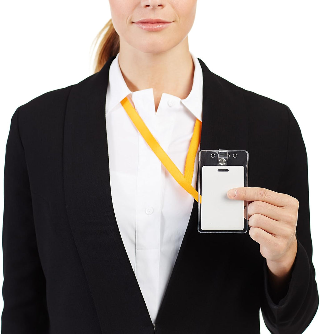 Vertical Clear Plastic ID Badge Holders, 2.55" x 4.41", Pack of 50