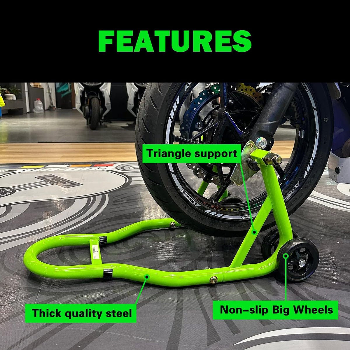 Motorcycle Stands Front and Rear, Front Rear Combo Stand Universal Wheel Lift Stand Swingarm Spool Lift Stand Paddock