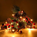 Christmas Garland with Lights, Red Berry Pine Cone 6.5FT 20 LED Garland Lights Battery Operated, led Garland String
