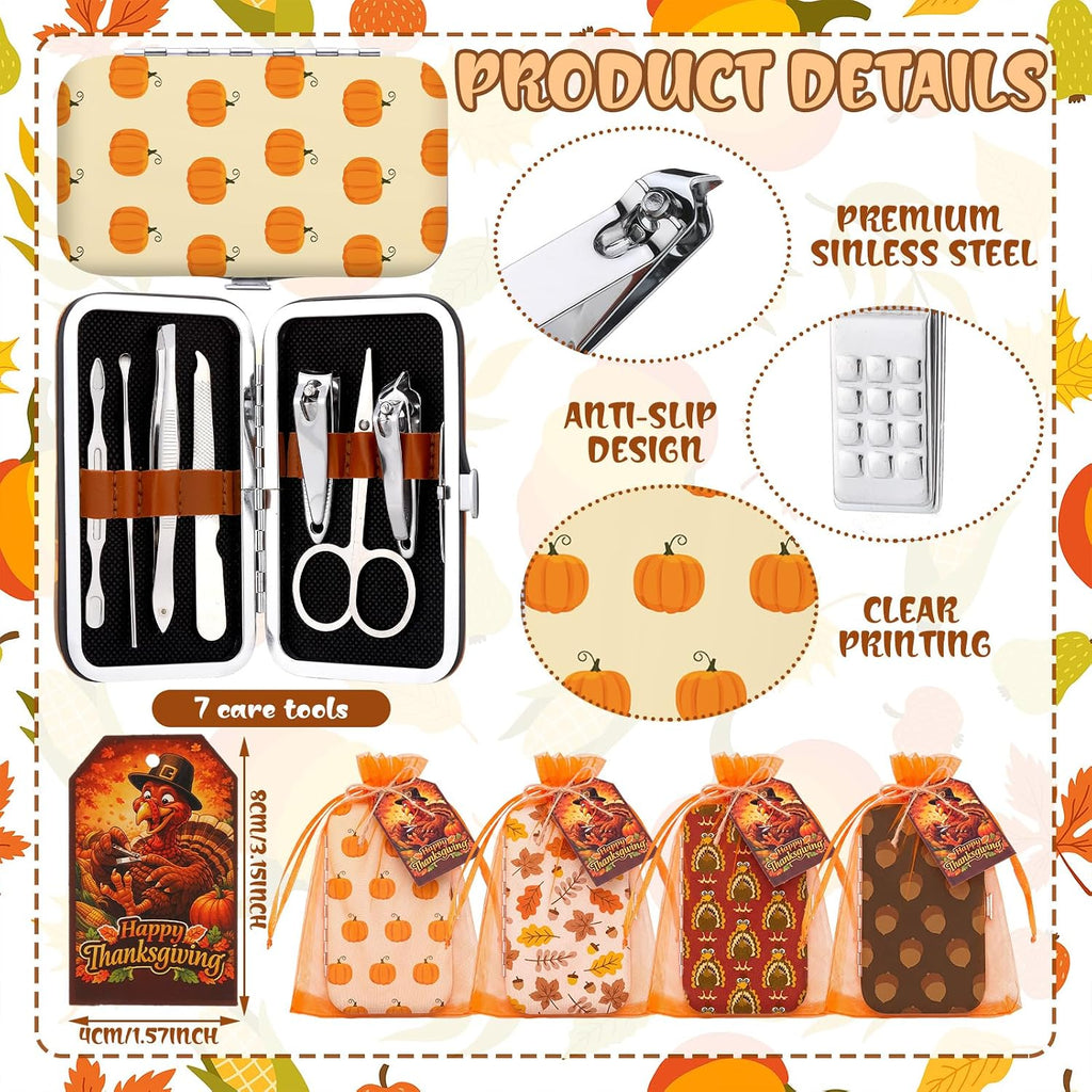 12 Set Thanksgiving Manicure Set Bulk Gifts with Bag Card