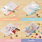24 Pack Mesh Zipper Pouch with Sticky Labels, A4 Mesh Bags Organizer
