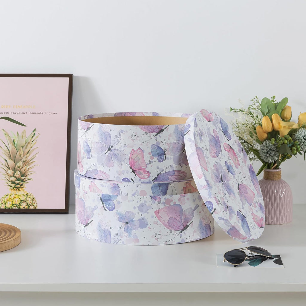 Butterfly Garden Large Oval Storage Boxes for Women, Set of 2