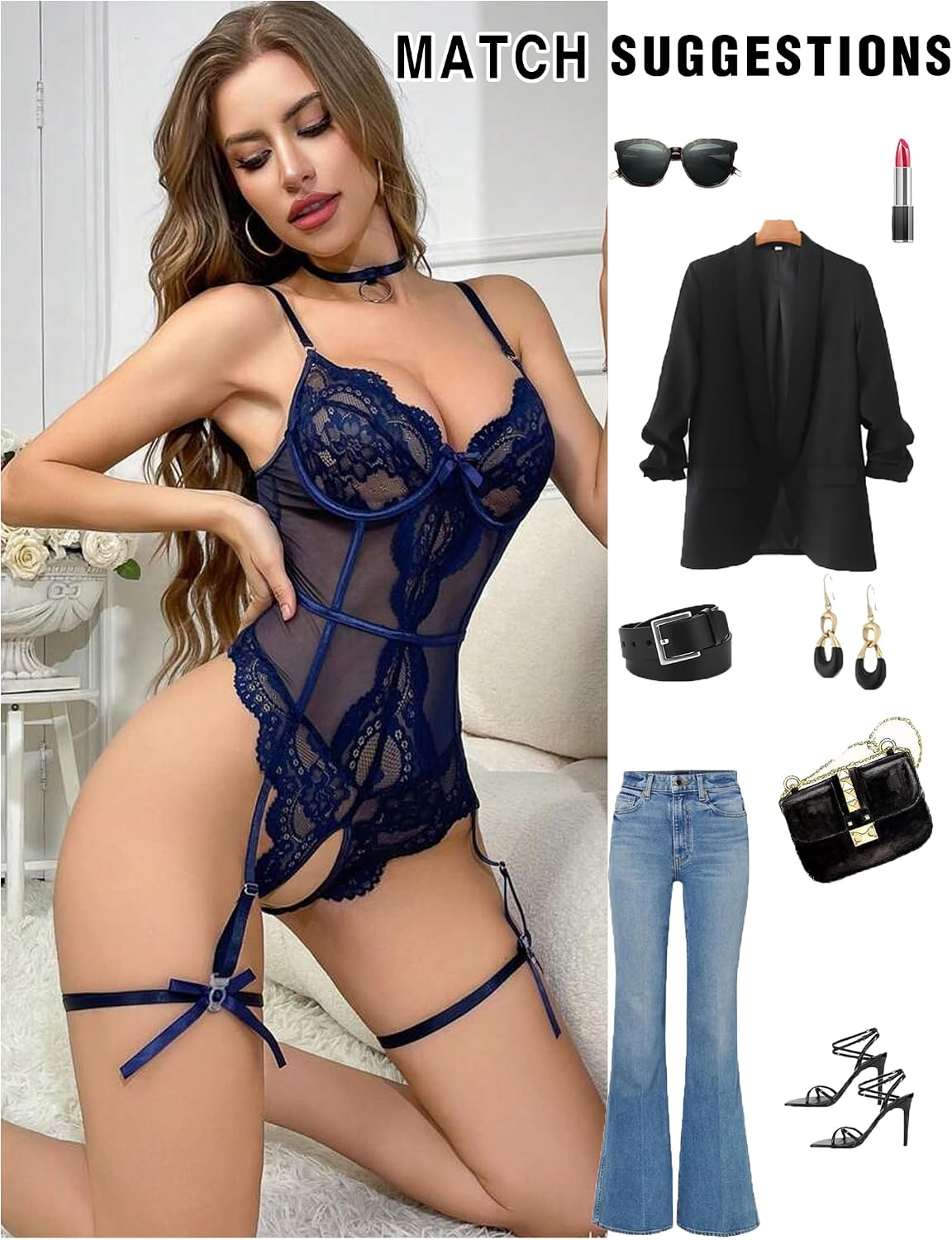 Lingerie Sets for Women Lace Garter Lingerie Corset Teddy Bodysuit