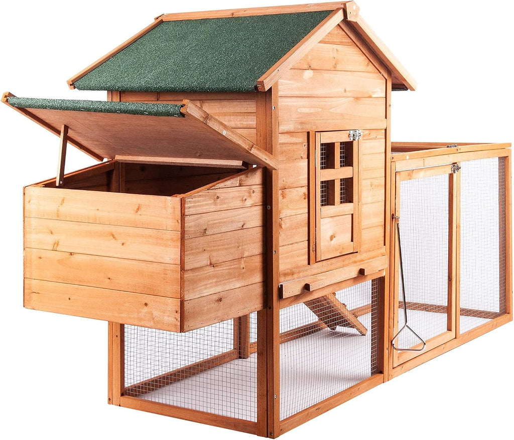 Wooden Chicken Coop for 2-5 Chickens Outdoor Wooden Hen House Poultry Pet Hutch for Backyard Outdoor w/Tray Run Cage