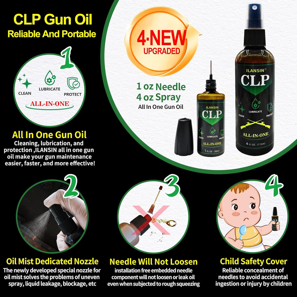 Bore Cleaner CLP Oil Needle+Spray,Gun Cleaning Kit for 12Ga / 5.56 / 9mm Gun Cleaning Snake,Gun Cleaning Supplies