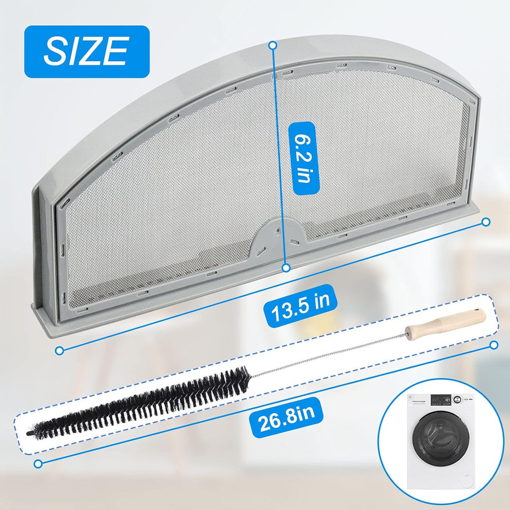 Upgraded WE03X23881 Dryer Lint Trap Replacement for GE Dryer Filter, GTD65EBSJ3WS GTD33EASK0WW GTD42EASJ2WW GTD42GASJ2WW GTD45EASJ2WS PS11763056 Stainless Steel Metal Screen with Cleaner Kit Brush