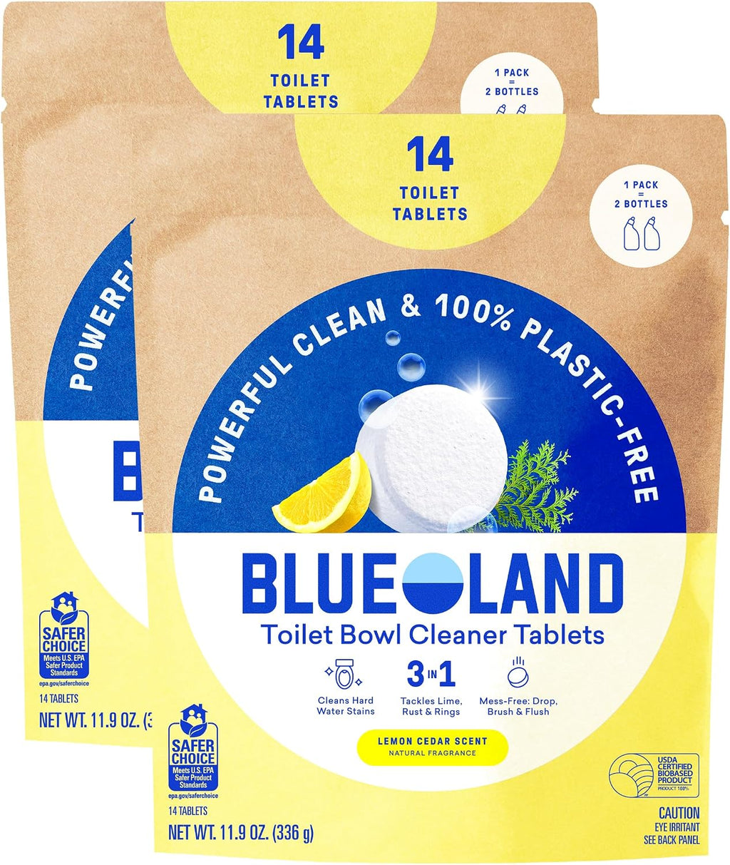 100% Plastic Free Toilet Bowl Cleaner Tablets, 28ct, Lemon Cedar