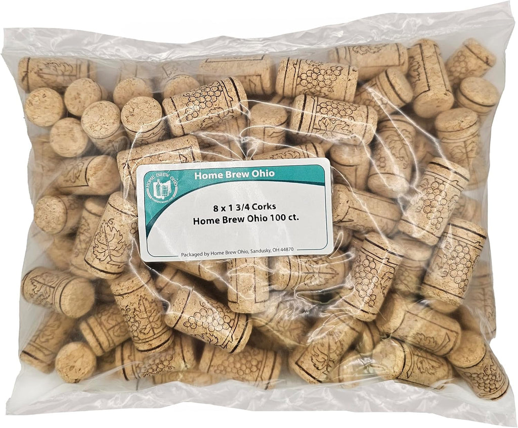 #8 x 1-3/4 First Quality Straight Wine Corks 100/Bag