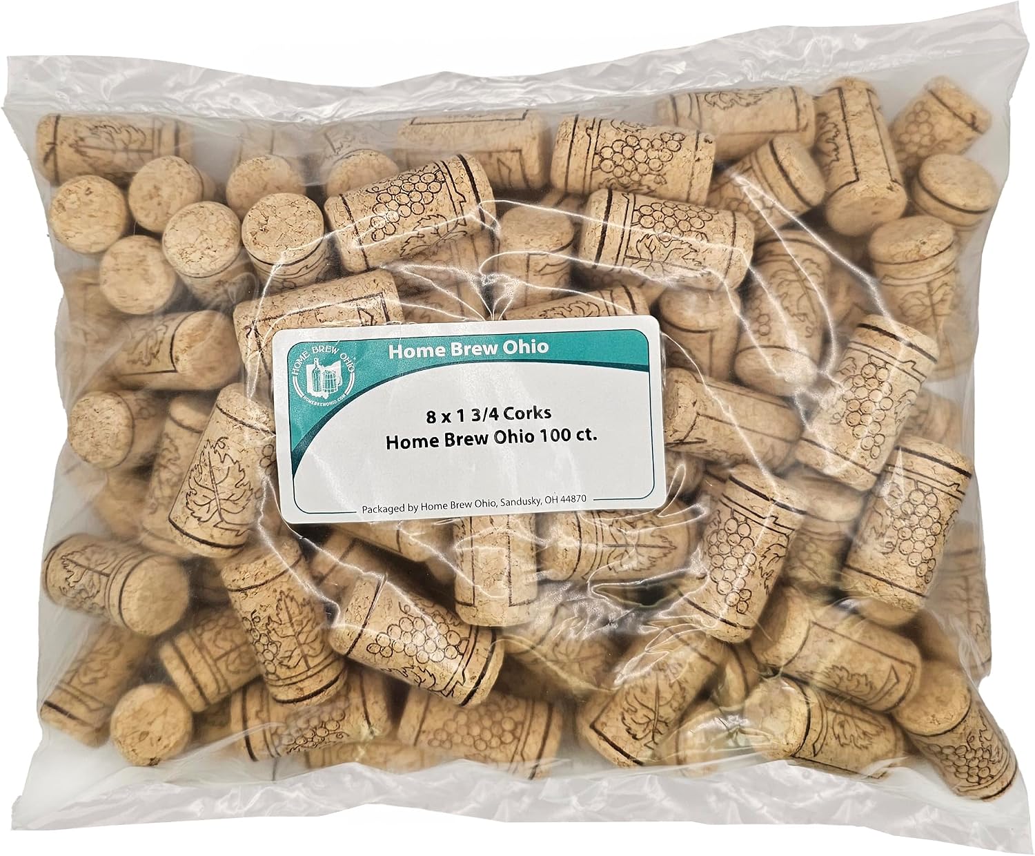#8 x 1-3/4 First Quality Straight Wine Corks 100/Bag