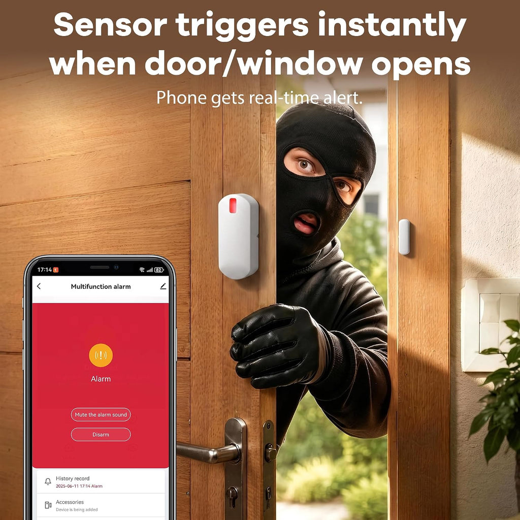 Home Security System Wireless, Smart WiFi Alarm System DIY Kit with 120dB Siren, Door Window Sensors & Remote