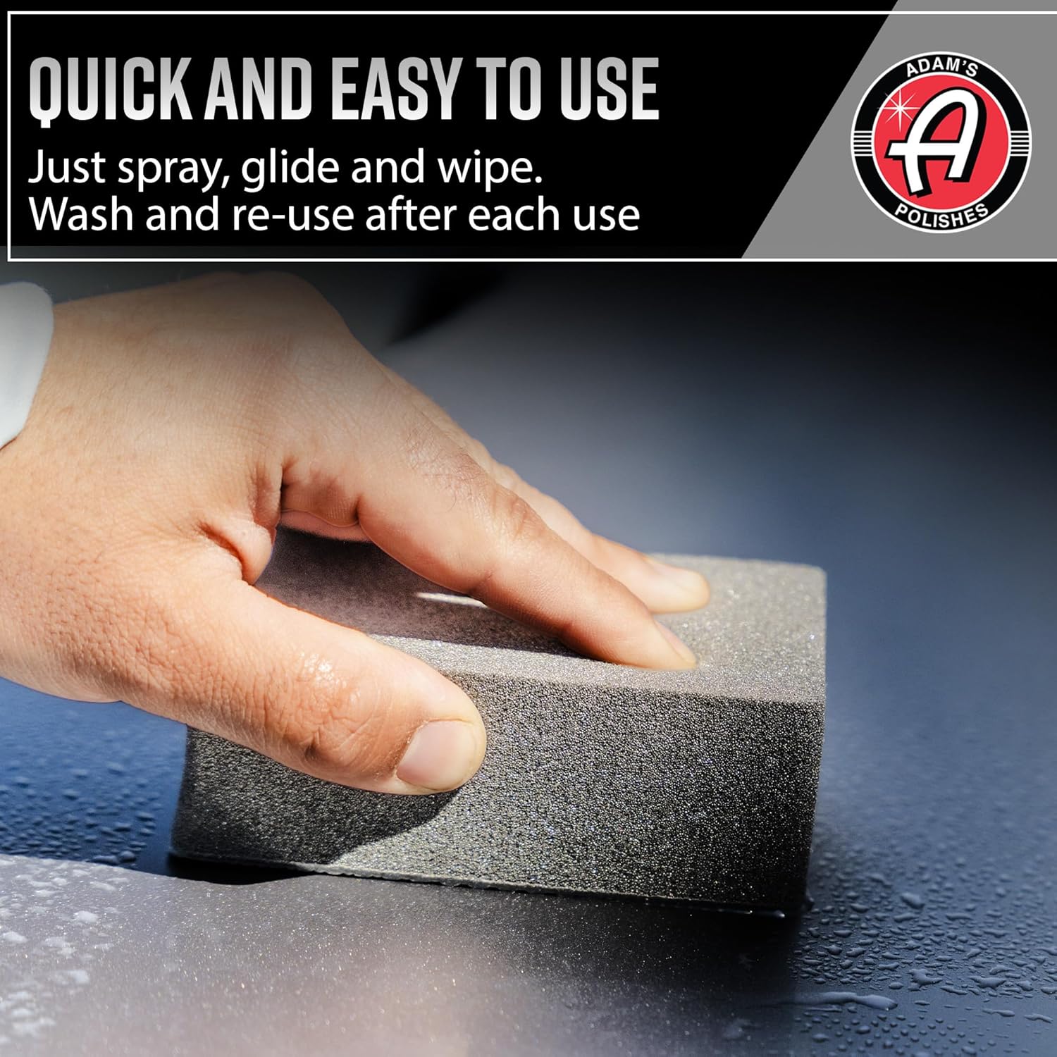 Adam's Clay Block (2pk) - Reusable Hybrid Clay Bar Sponges that Remove Embedded Residues Like Brake Dust, Paint