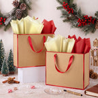 12 Pack Paper Gift Bag with Handles & Tissue, Kraft, Red